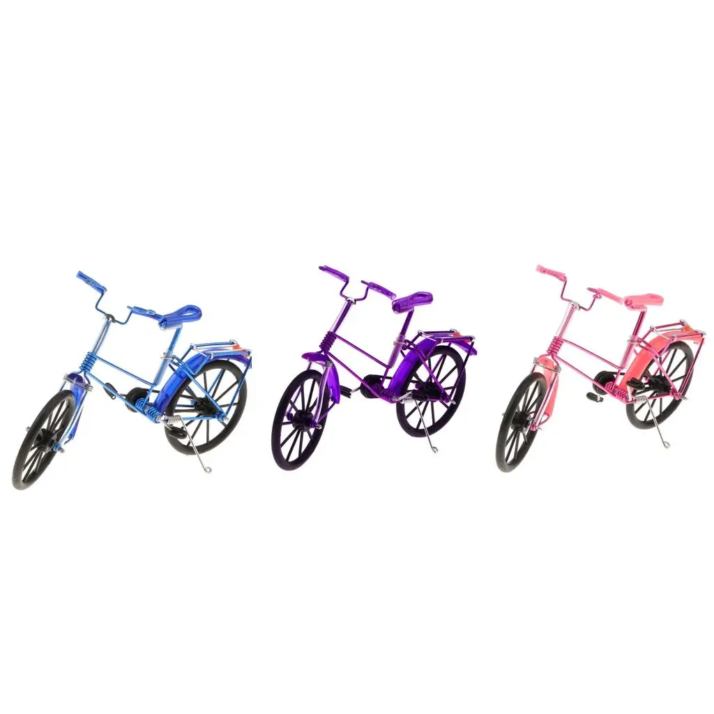 Bicicleta decorativa de metal fundido a presión rosa para escritorio