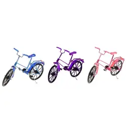 Bicicleta decorativa de metal fundido a presión rosa para escritorio