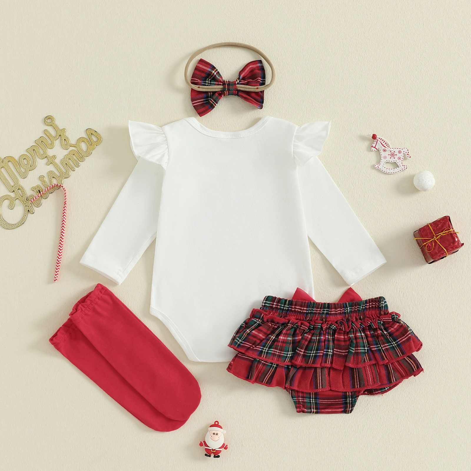 VISgogo conjunto Navidad niña con mameluco y accesorios