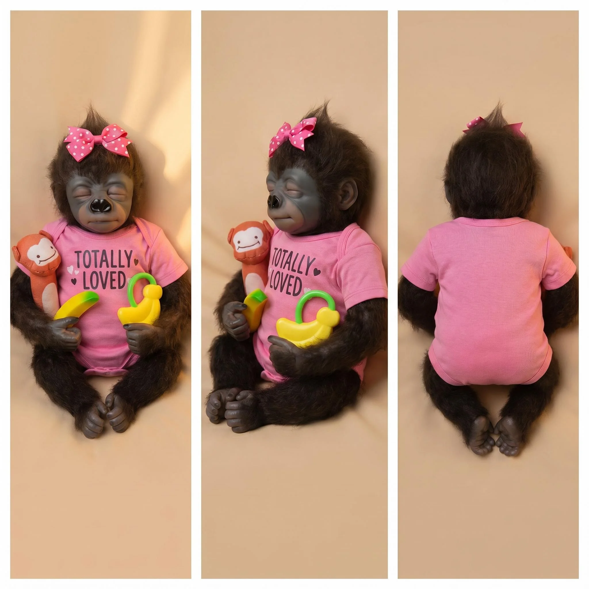 Muñeco reborn de orangután NPK pintado a mano coleccionable negro - imagen 4