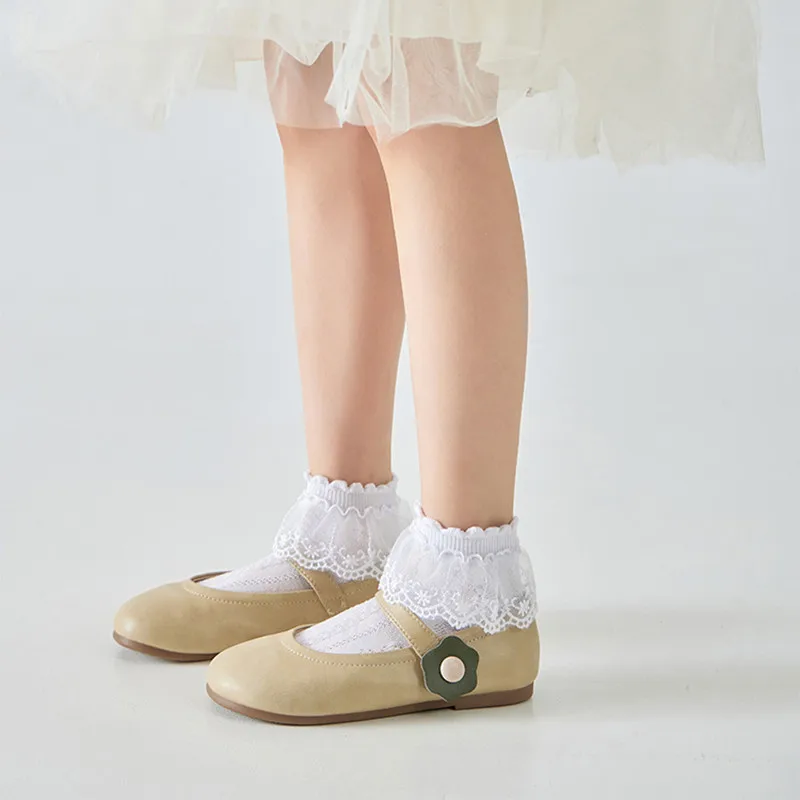 Lawadka Calcetines con volantes de encaje para niñas de algodón - imagen 5