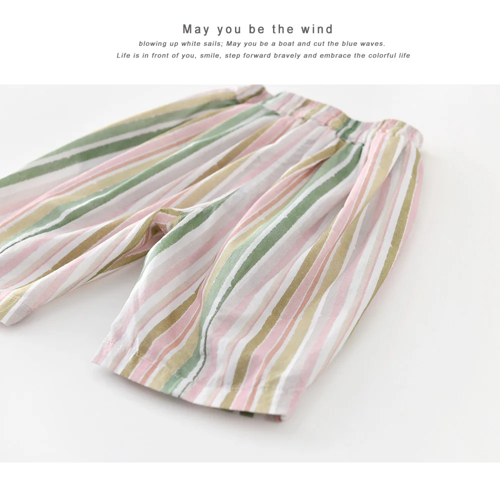 Pantalones anchos de niña veraniegos con rayas coloridas finas - imagen 5