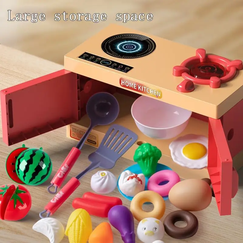 Juego de cocina infantil imitación con estufa y utensilios - imagen 3