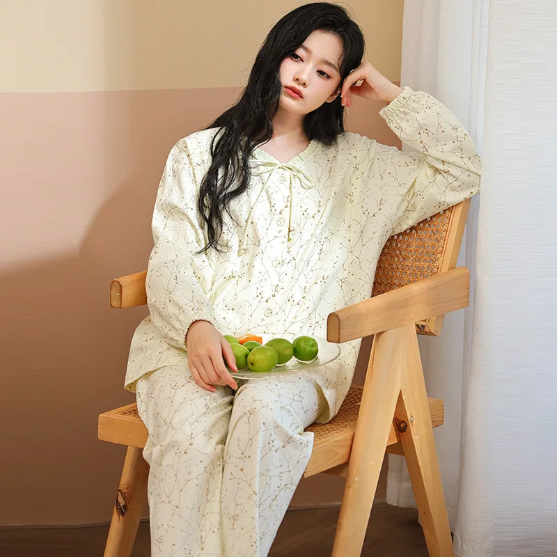 Pijama de lactancia para maternidad con manga larga, otoño e invierno - imagen 5