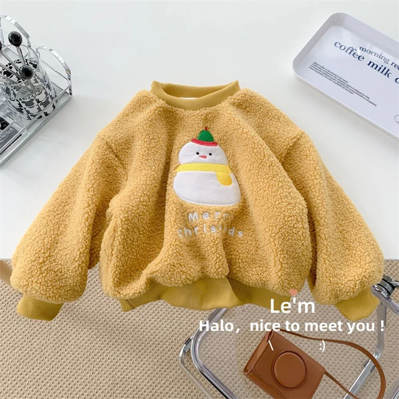 Sudadera gruesa acolchada de invierno para niños con diseño navideño