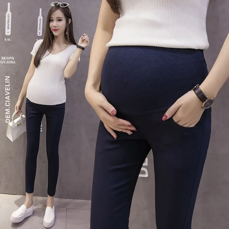 Pantalones de embarazo largos tobillo negros para trabajo de verano - imagen 4