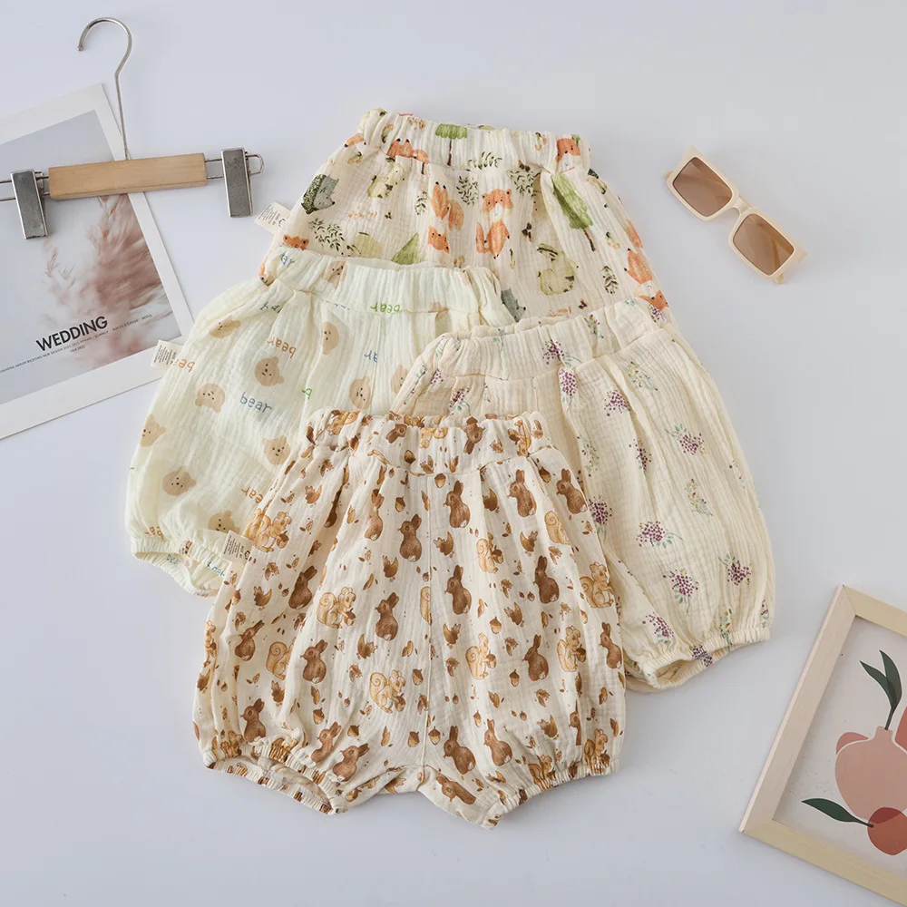 Pantalón corto bebé de algodón gasa con estampado estilo farol - imagen 3
