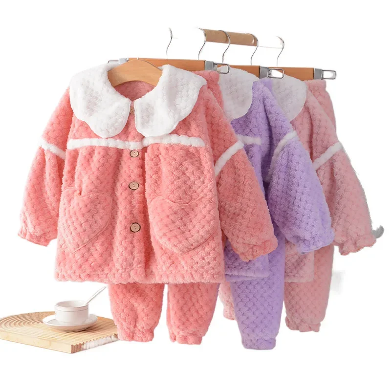Pijama de franela infantil cálido para dormir en casa - imagen 4