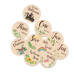Tarjetas en madera para fotos de bebé y seguimiento del crecimiento