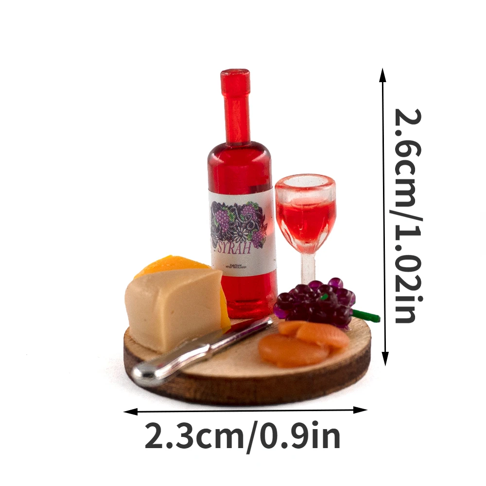 Accesorios para casa de muñecas: vino y queso en miniatura - imagen 3