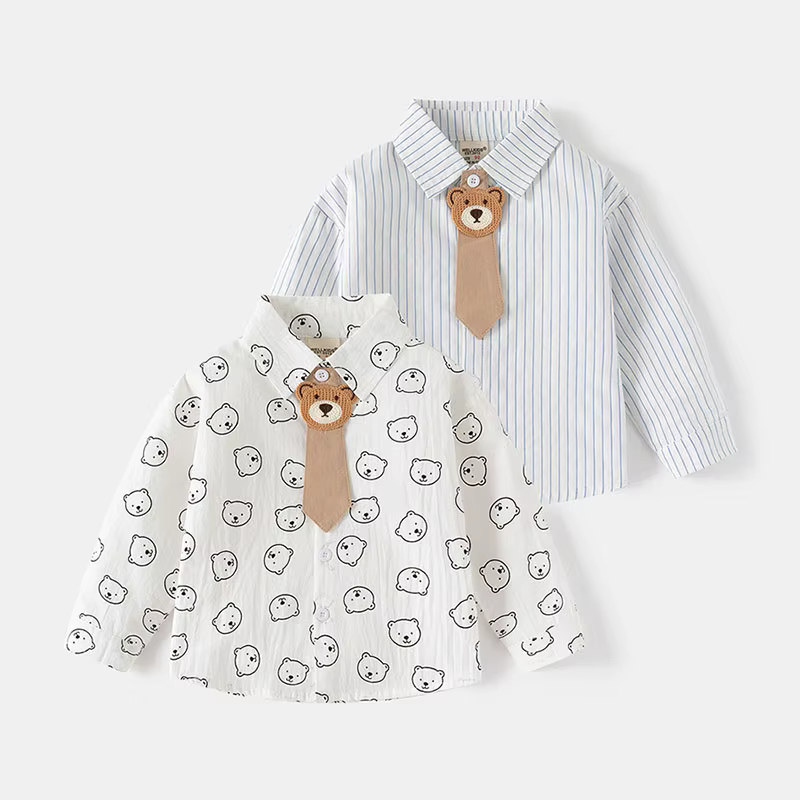 MILANCEL Camiseta infantil de oso a rayas para primavera