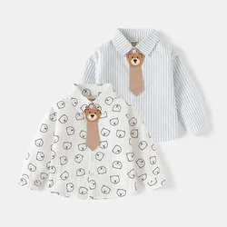 MILANCEL Camiseta infantil de oso a rayas para primavera