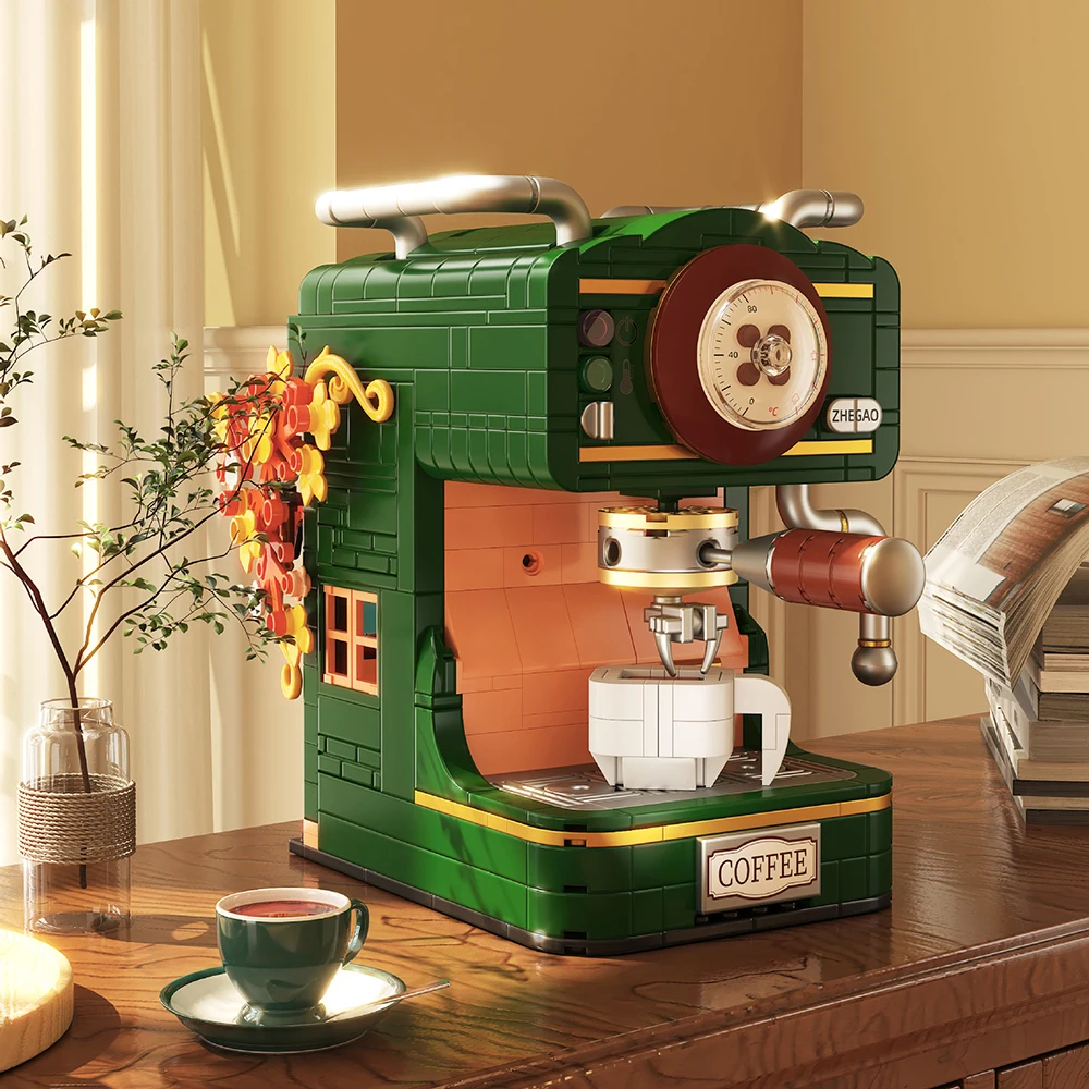 Bloques de construcción vintage – Juego creativo máquina de café