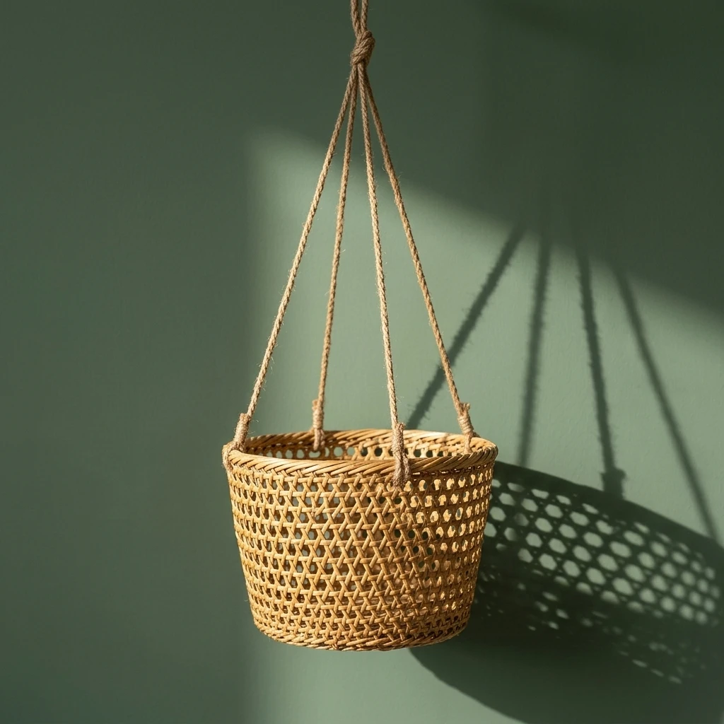 Maceta colgante estilo ratán para interior y exterior - imagen 3