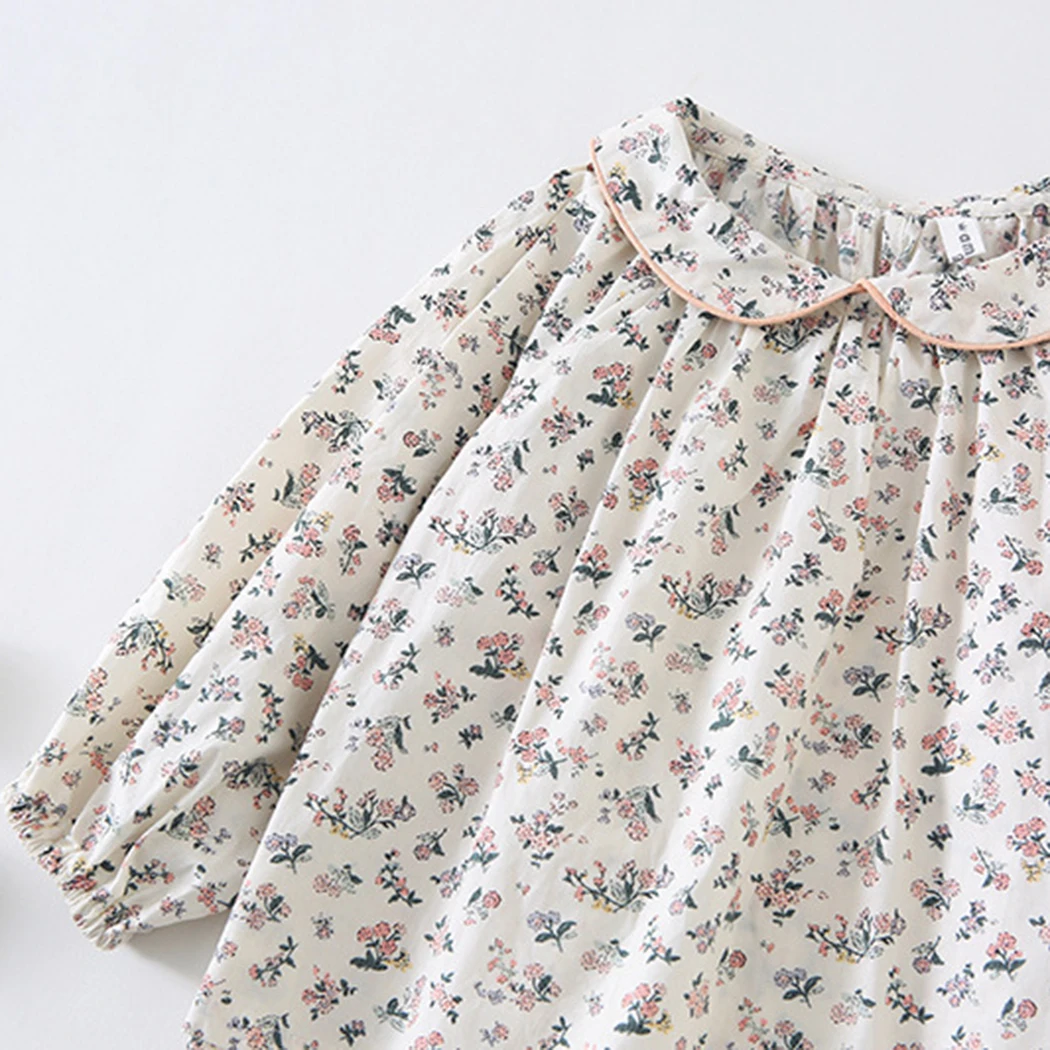 Blusa de solapa para niña con camisa floral algodón manga larga - imagen 3