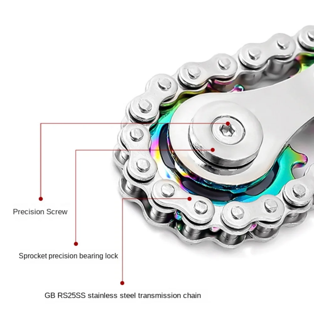 Spinner de dedo metálico con engranajes y giros antiestrés - imagen 2