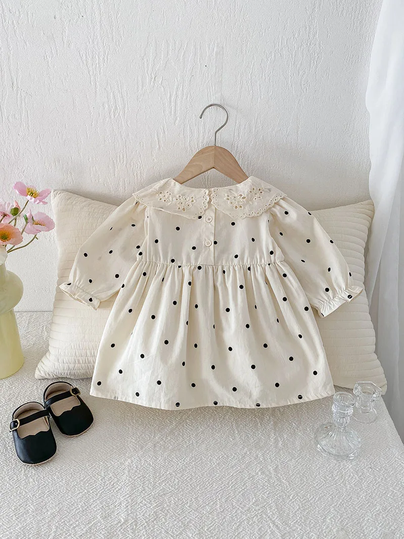 MILANCEL Vestido bebé niña otoño con lunares estilo princesa - imagen 3