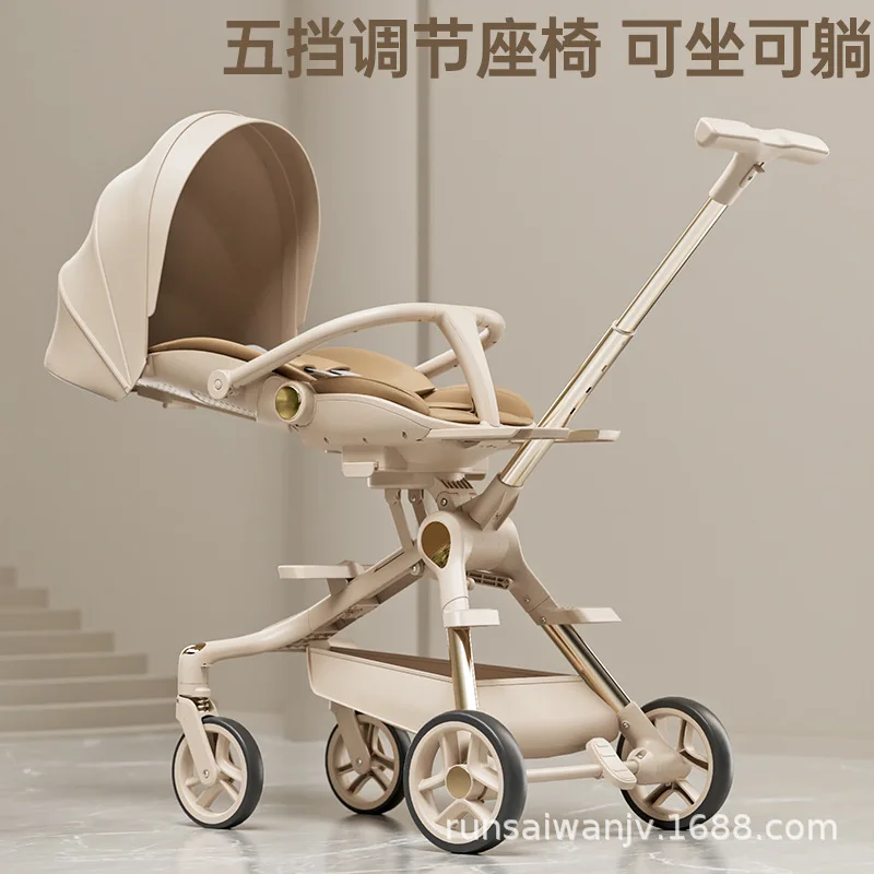 Cochecito de bebé multifuncional plegable reclinable de aluminio - imagen 5