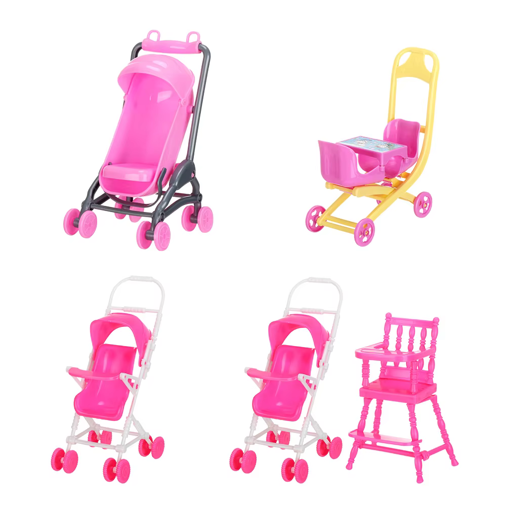 Cochecito de bebé para niña – Miniatura de plástico con accesorios - imagen 4