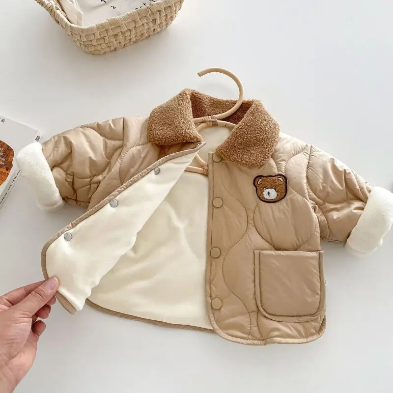 Abrigo infantil de algodón con oso dibujado – Estilo coreano para niño - imagen 2
