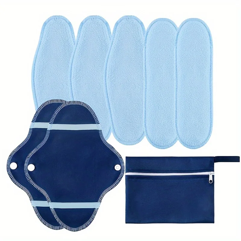Compresas reutilizables de forro polar azul alta absorción para bragas - imagen 4
