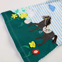 DXTON vestido para niña de flores con apliques de caballo