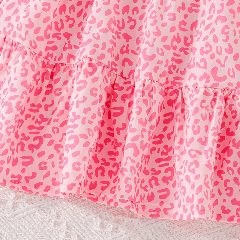 Conjunto niña estilo lujo dos piezas: camiseta de algodón rosa y falda - imagen 4