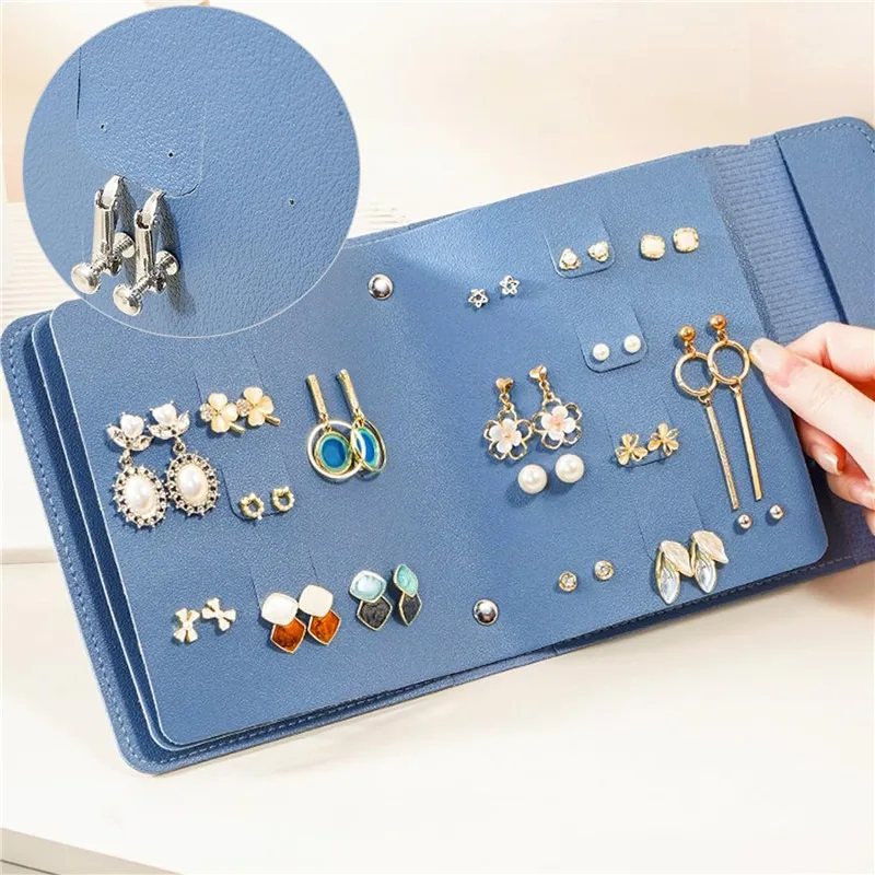 Estuche de viaje para joyas con diseño libro: anillos y pendientes