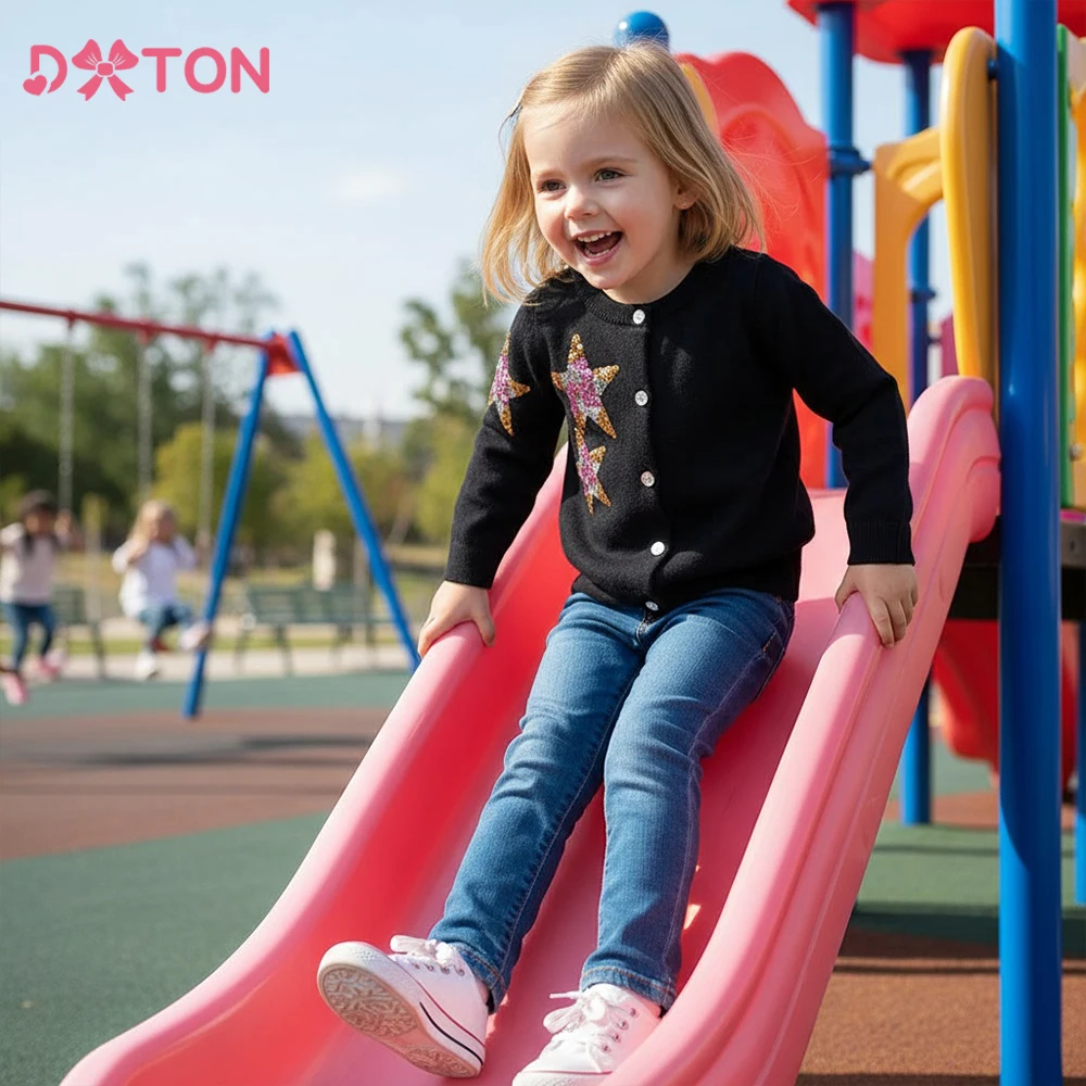 DXTON cárdigan de punto con lentejuelas estelares para niñas - imagen 5