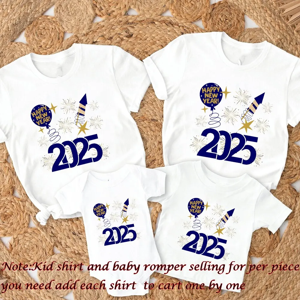 Conjunto familiar Año Nuevo 2025: camisa niño y mono bebé a juego