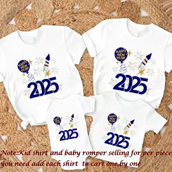 Conjunto familiar Año Nuevo 2025: camisa niño y mono bebé a juego