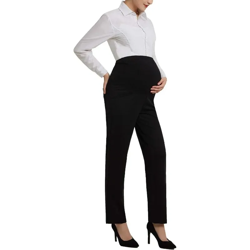 Pantalones vaqueros de maternidad cintura alta elástica para oficina - imagen 5