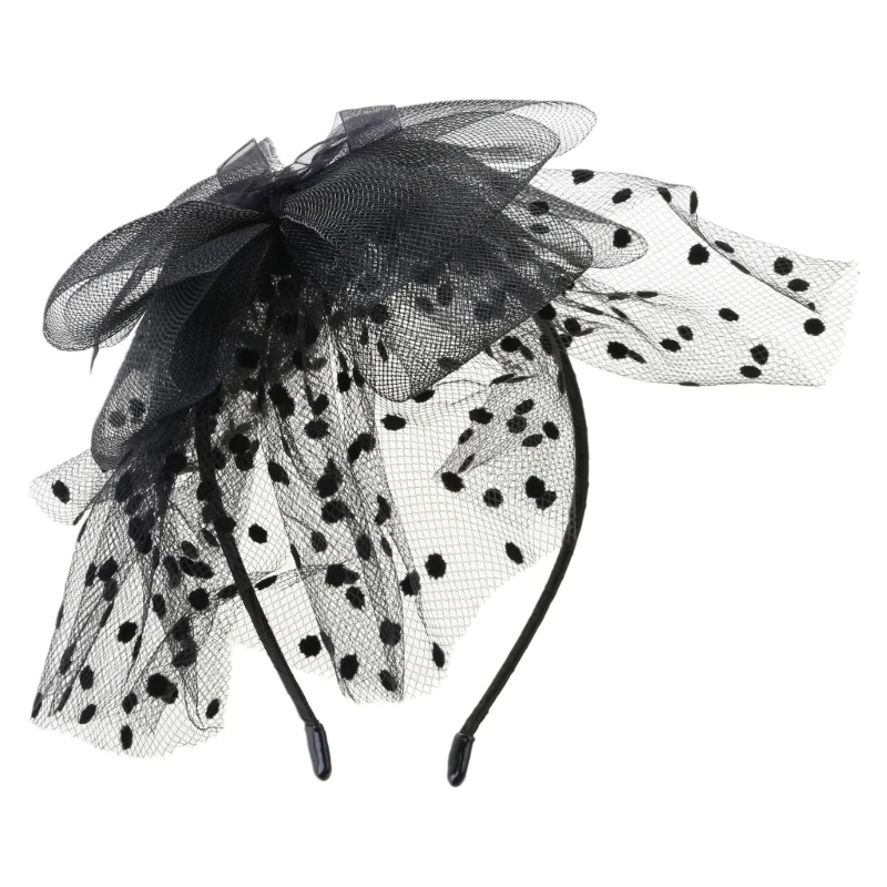 Diadema vintage con lazo de lunares ultragrande para mujer