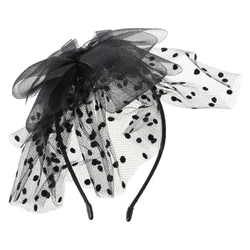 Diadema vintage con lazo de lunares ultragrande para mujer