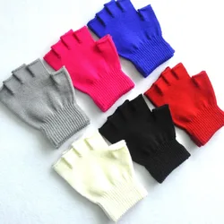 Guantes medio dedo elásticos de punto unisex para invierno