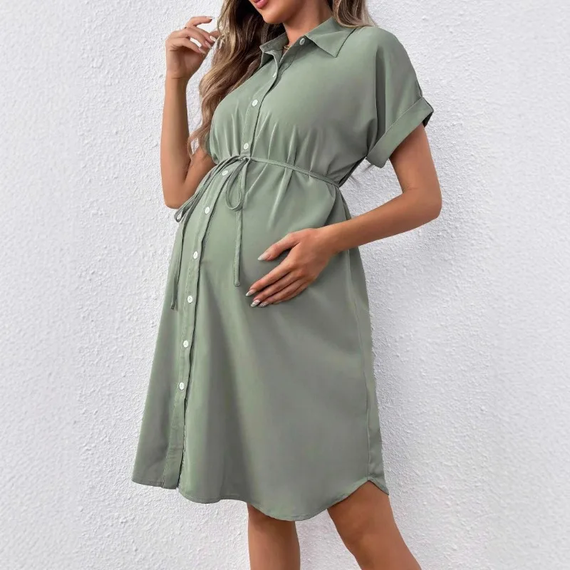 Vestido de maternidad verano con botones y cinturón - imagen 5