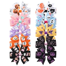 Pinzas para el cabello Halloween caramelo con lazo y calabaza
