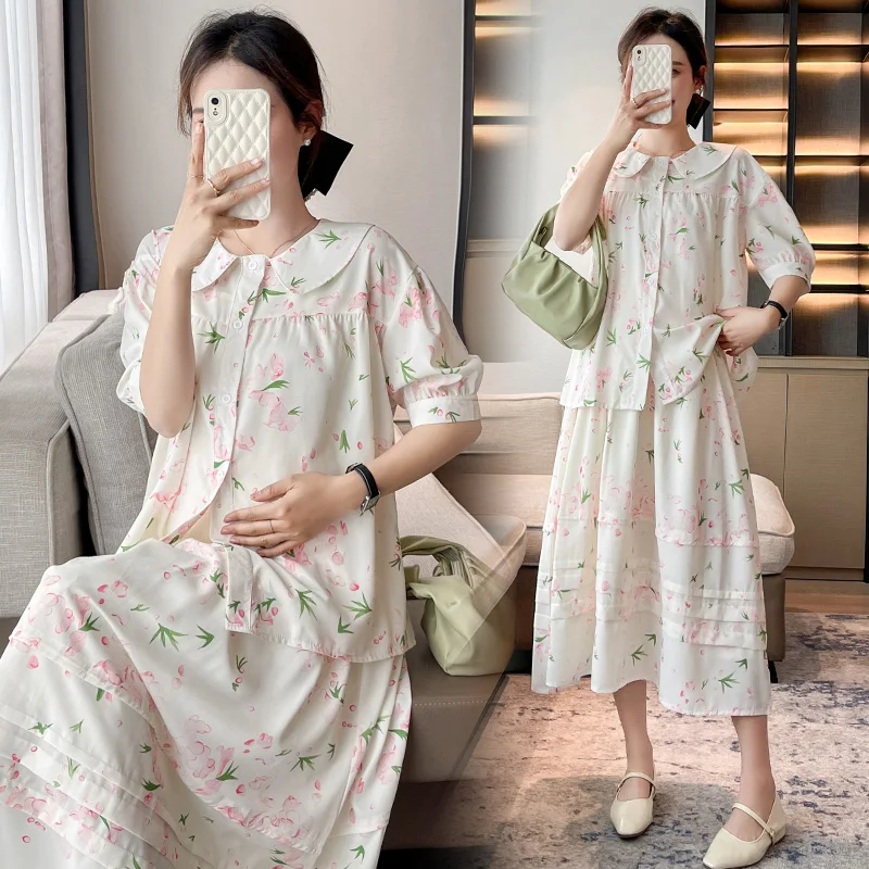 Blusa premamá estampada floral de algodón para mujer gestante - imagen 3