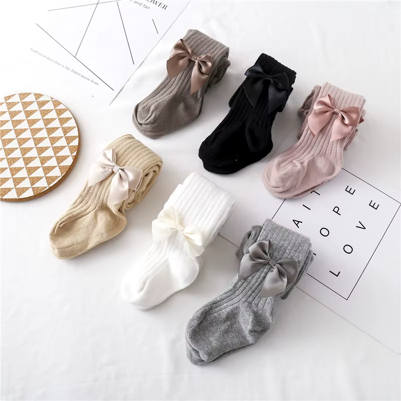 Medias de algodón con lazo para niña – Cintura alta para otoño - imagen 4