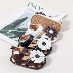 Sandalias de bebé con flores, suela flexible goma, verano niña
