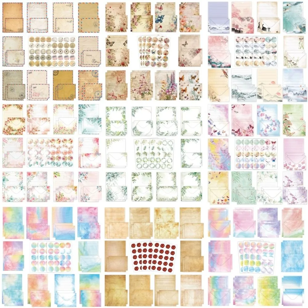 Set de cartas y sobres de acuarela de manualidades vintage - imagen 4
