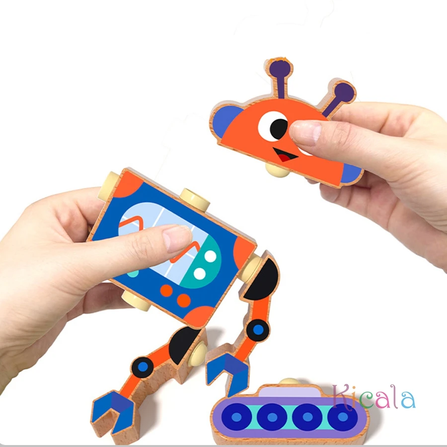 Juego de montaje STEM robot de madera desmontable infantil - imagen 2