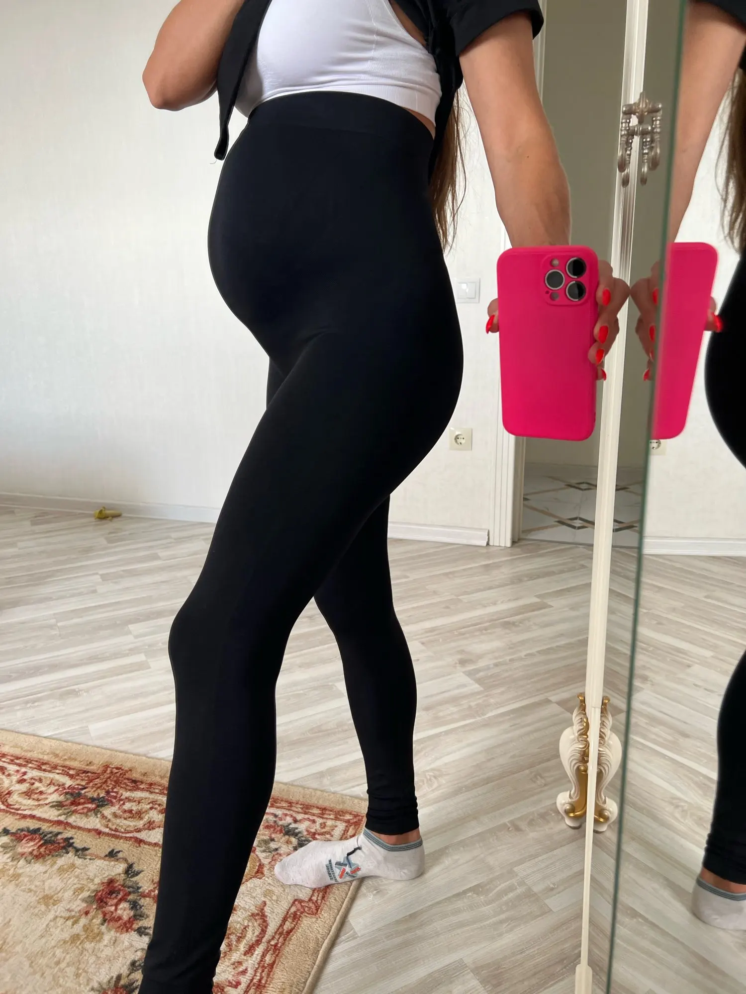 Pantalones yoga premamá cintura alta con soporte para vientre - imagen 5