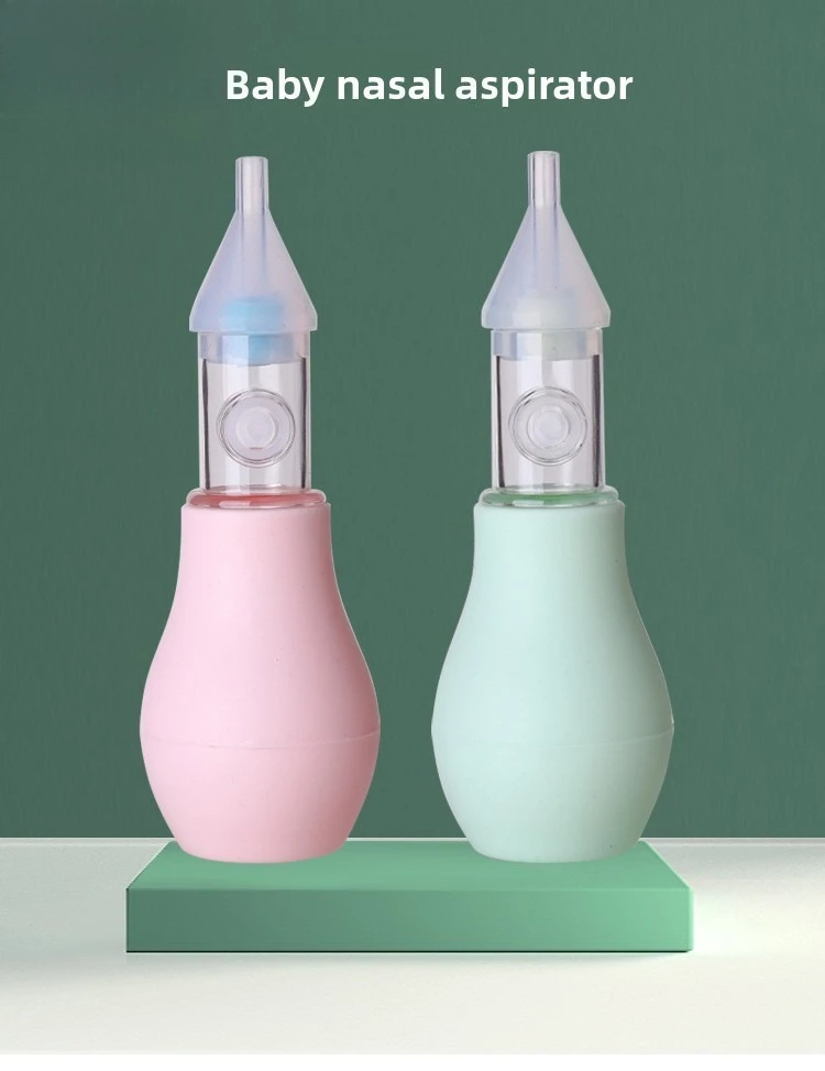 Aspirador nasal de silicona en uso suave sobre bebé