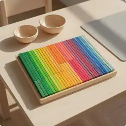 Bloques arcoíris de madera apilables para aprendizaje temprano