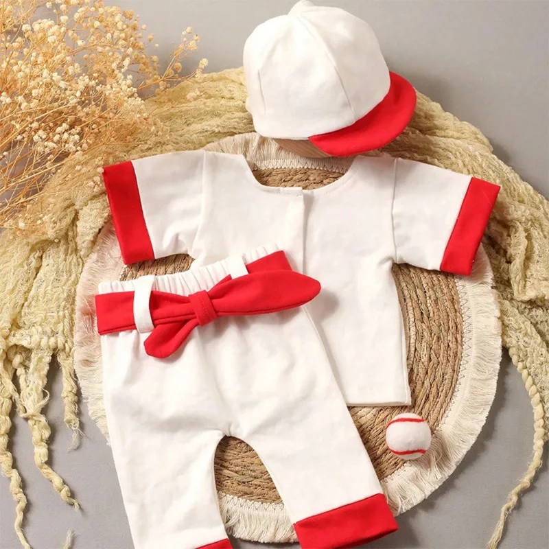 Conjunto traje béisbol para recién nacido con gorra, sesión fotográfica - imagen 4