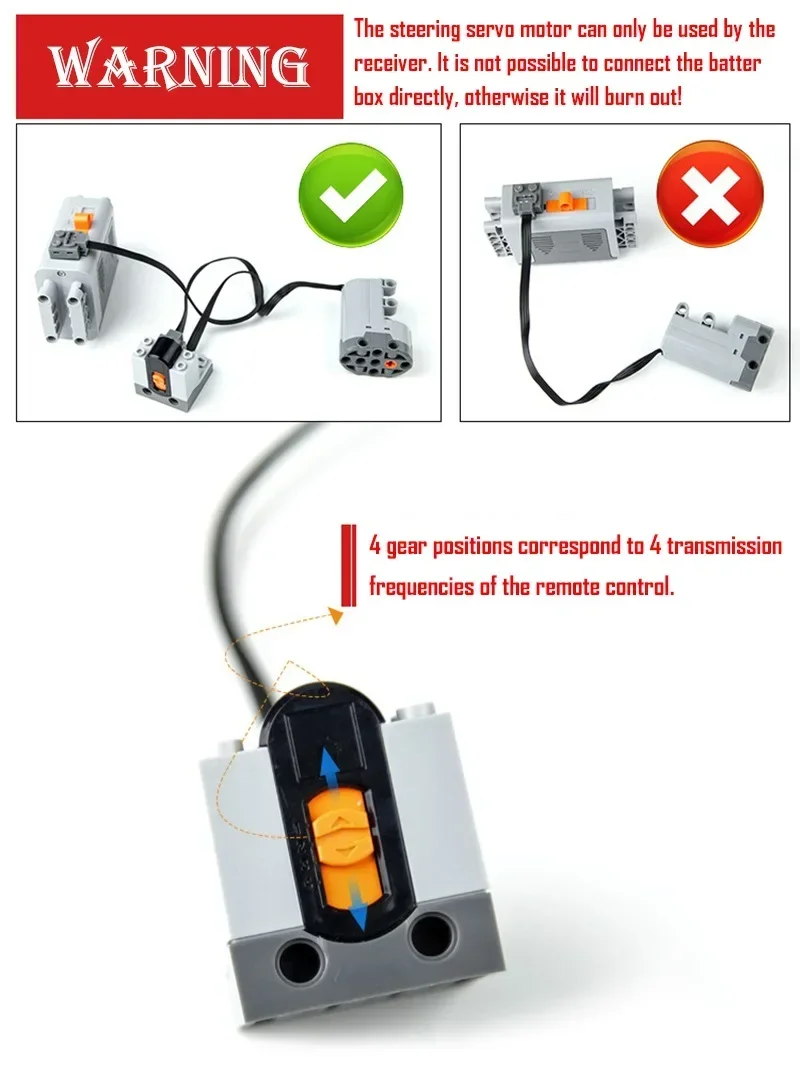 Motor servomotor y caja de batería en detalle