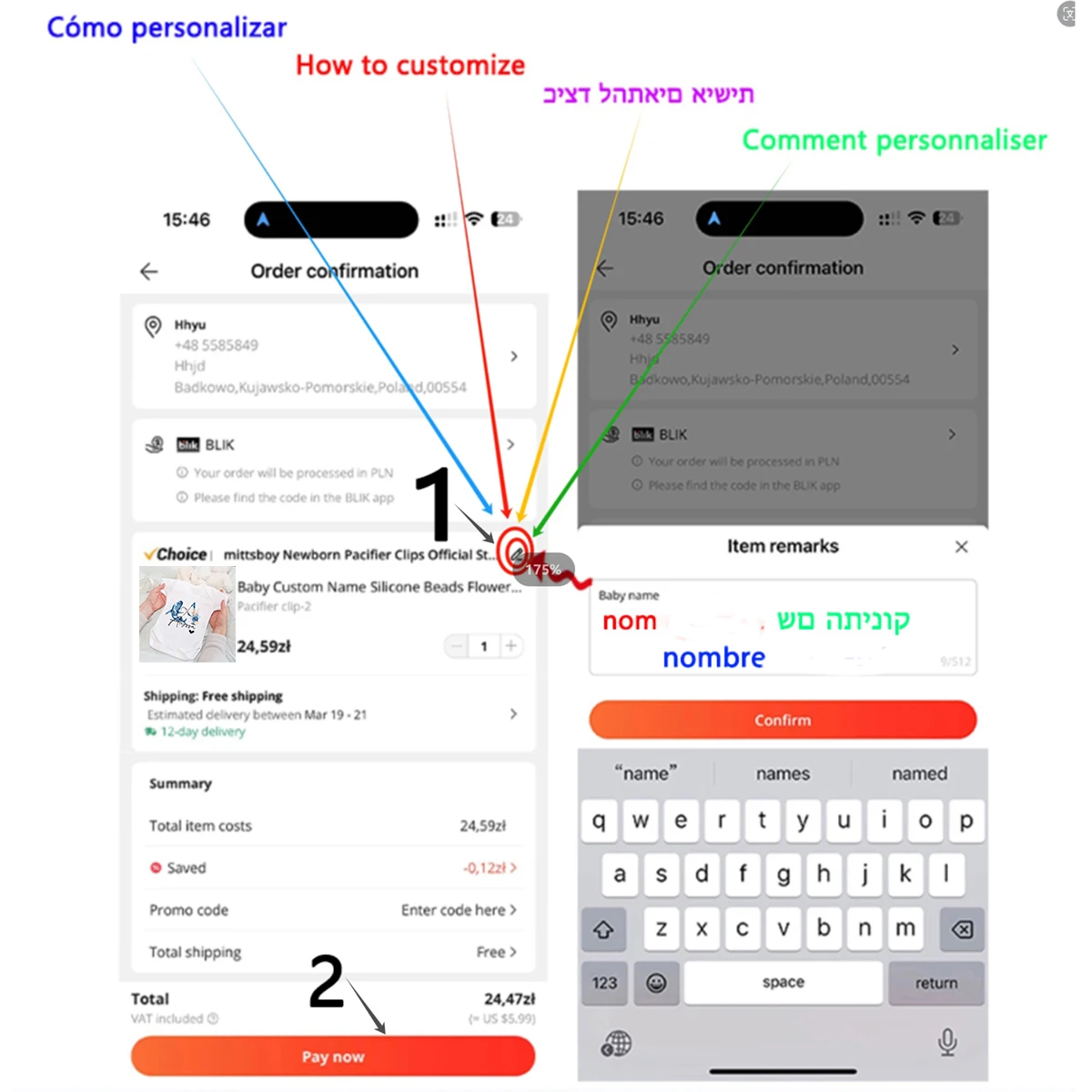 Mono bebé personalizado con nombre y estampado de animales del océano - imagen 5