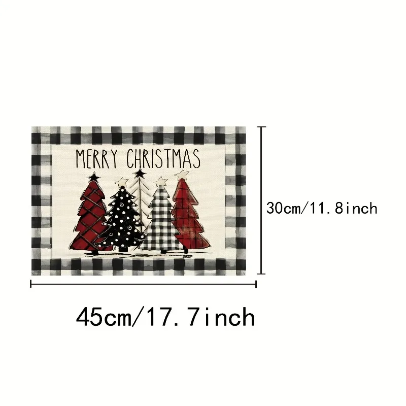 Manteles individuales de lino con diseño de alce navideño - imagen 4