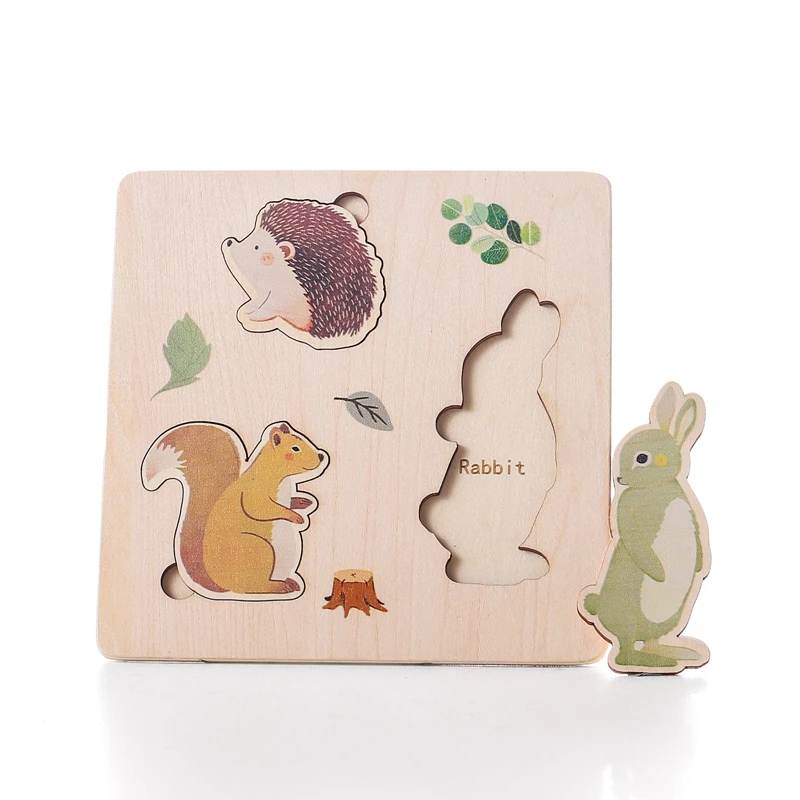Rompecabezas de madera Montessori con formas de animales